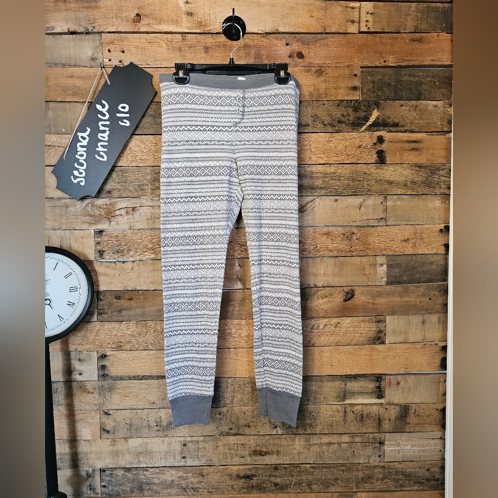 SALE-Old Navy Women's Gray And White Patterned Thermal Pants Size Large